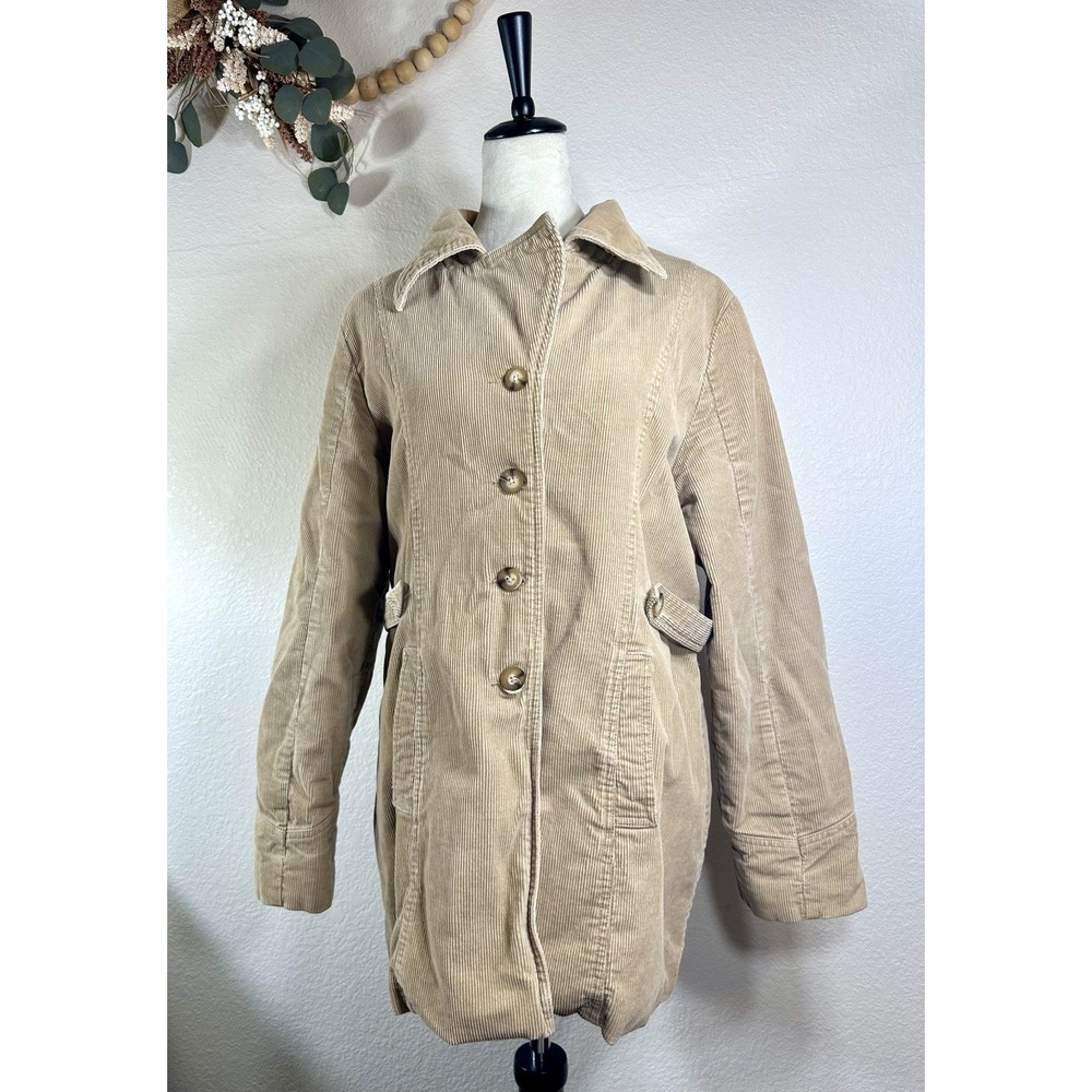 Vintage Lee 70s Womens Corduroy Jacket Tan Beige XL Blazer Coat Padded Boho